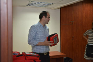 United Hatzalah Founder Eli Beer with a donated defibrillator